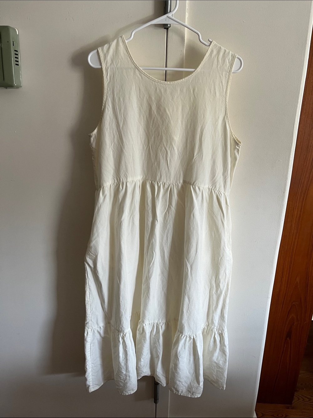 Tradlands Sleeveless Birdie Dress Layered Tiered White Midi Tie Birch M